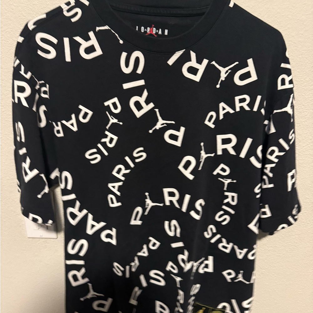Jordan PSG Black Paris All-Over Graphic Short Sleeve Tee